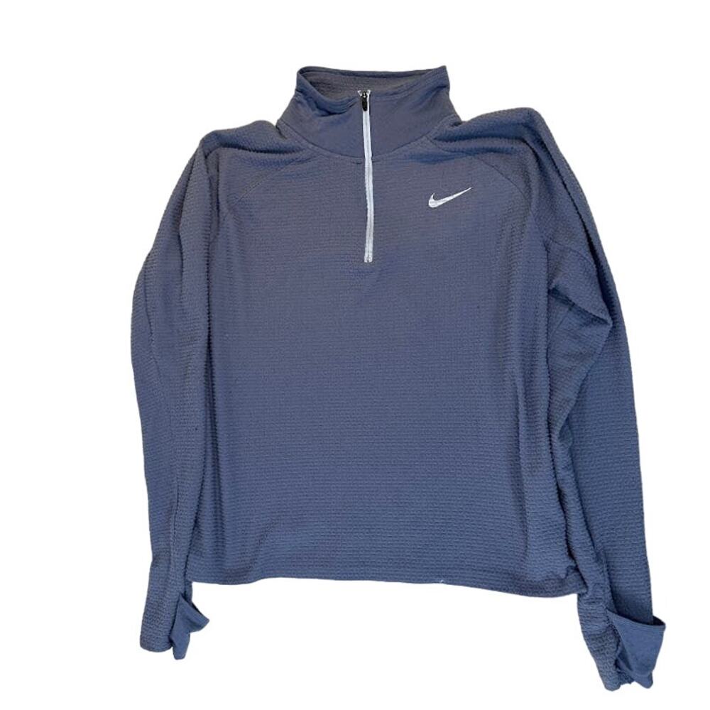 Nike Running Women's Blue Dri-Fit High Neck Quarter Zip Pullover‎ Top Large